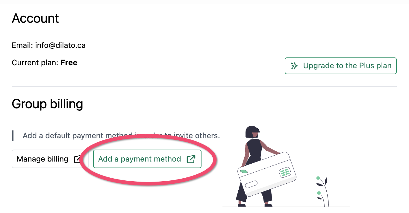 Add payment method button in Dilato