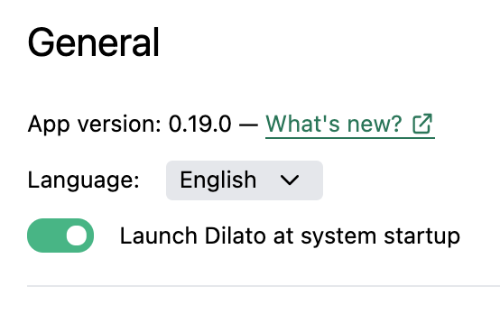 Auto-launch settings in Dilato