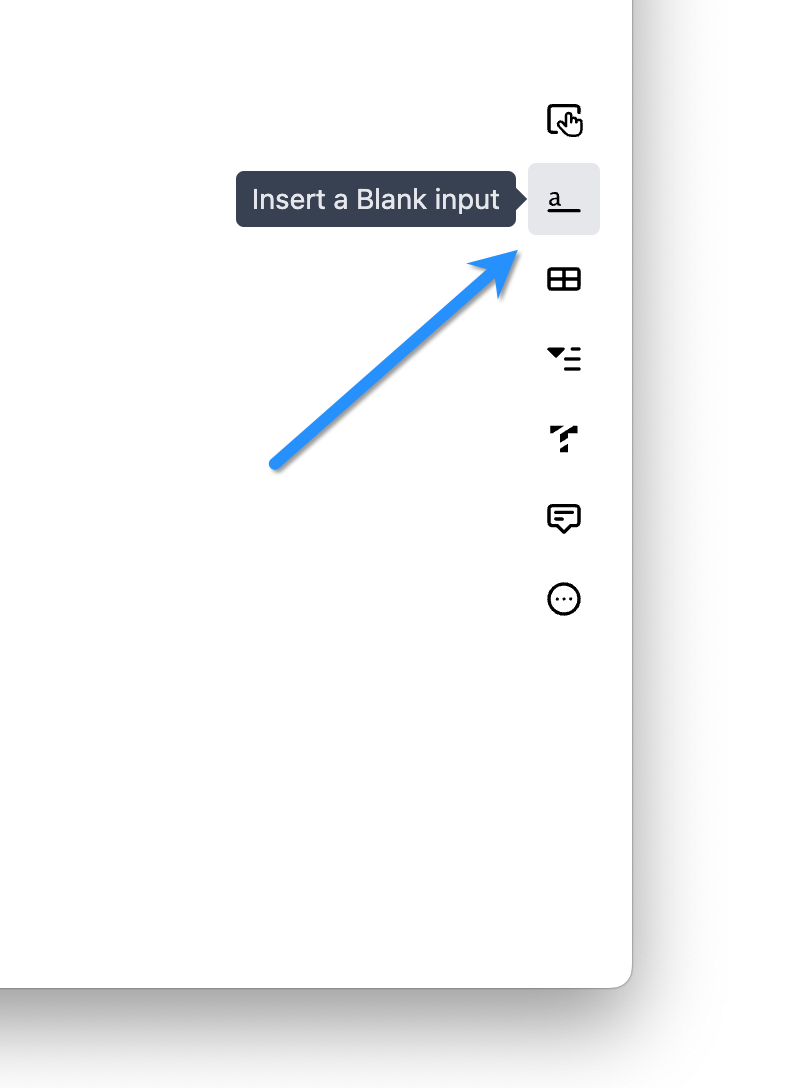 Blank input icon in Dilato toolbar