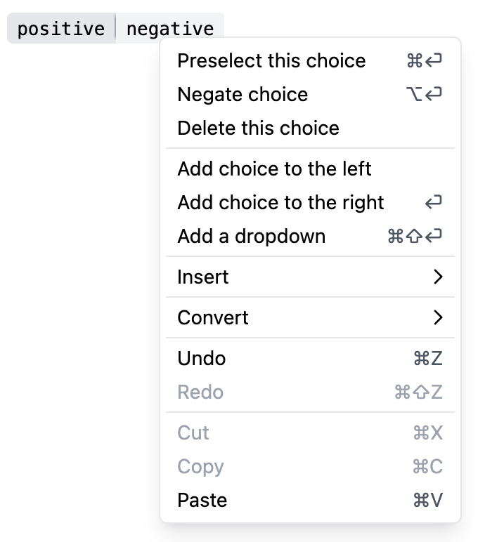 Context Menu in Dilato