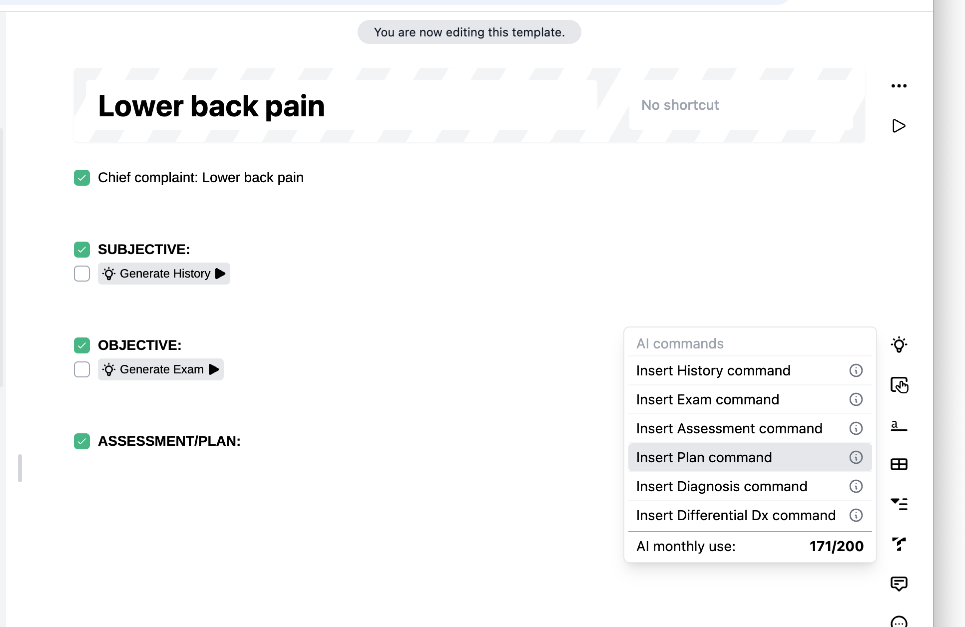 Inserting AI commands in a Dilato template